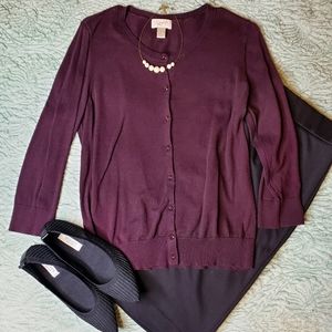 Classic wine color Loft cardigan size Large